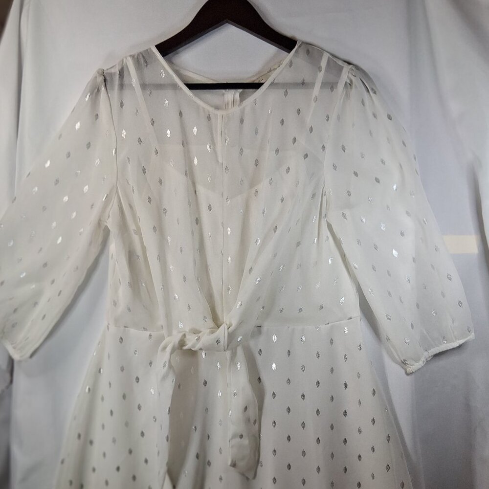 Est 1946 Women's White and Silver Dress Size 14